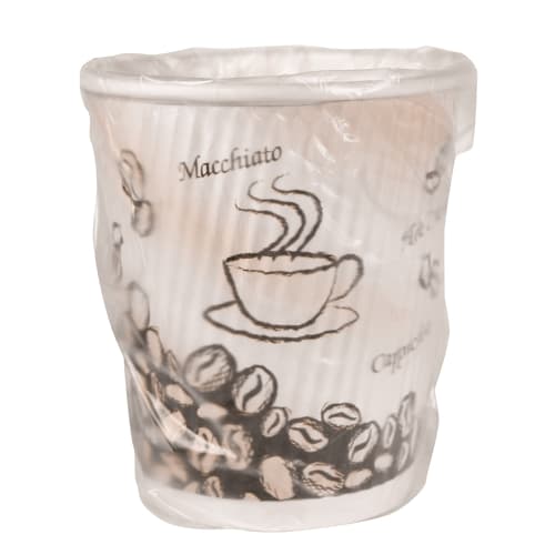 Ripple Café Paper Hot Cup, 9oz, Cream Coffee Design, Wrapped